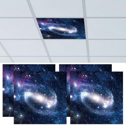 4 Pcs Fluorescent Light Covers 2 x 2 Feet Magnetic Ceiling Light Classroom | Reducing Harsh Glare Flicker Led Filters Shield for Office Home Studio School Drop Decor (Starry Sky)
