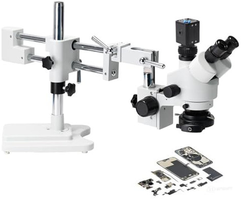 Bonxrdun Trinokular-Stereo-Mikroskop 3,5 x 90 x mit Doppelstab-Universalhalterung: stufenloser Zoom & LED-Ringlicht im Lieferumfang enthalten XTL - 165