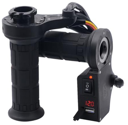 MUCKLILY 2.1a Cargador USB para Motocicleta con Voltímetro Compatible con Puños Calefactados para Viajes Invernales