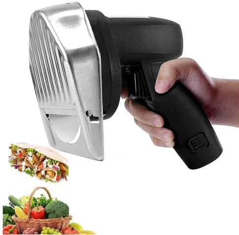 Affettatrice Elettrica a Mano Da 80W Per Kebab, Coltello Elettrico a Batteria Per Gyro, Spessore Di Taglio Regolabile Da 0 a 8 Mm, Larghezza Della Lama Di 10 Cm, Bassa Rumorosit, Facile Da Smontare