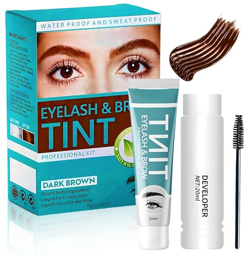 Färbegel Für augenbrauen,Augenbrauen Coloration Set,Augenbrauen färben für Frauen,Einfache Handhabung,Ergibt eine Gleichmäßige und Satte Färbung(Braun)