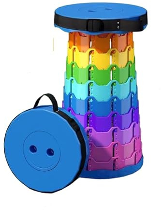 Sentopluse Viral Outdoor Foldable Backpack Stool for Adults Telescopic Stool - Portable, Easy to Store, Space-Saving & Adjustable, Perfect for Travel & Fishing (Blue Rainbow)