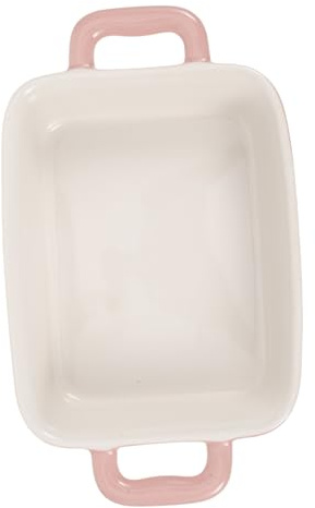 Veemoon Pottery Baking Tray Ceramic Microwave Oven Baking Pan Oven Safe Dish for Home Kitchen Roasting Easy to Clean 8.27 X 4.72 X 1.89 in