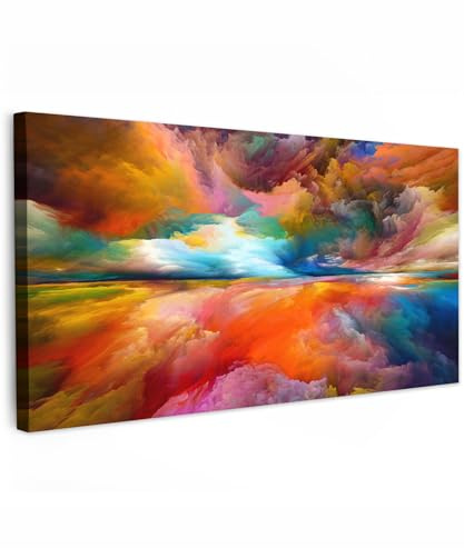 MuchoWow© Bilder Groß Wohnzimmer Deko Modern Wandbild XXL Kunstdruck | 300x140 cm - Leinwand Bild Schlafzimmer über Bett Room Decor Geschenke Gemälde - Ölfarbe - Abstrakt - Wolken