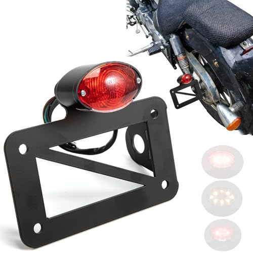APEBAZY Universal Motorrad Kennzeichenhalter Led Rücklicht Motorrad mit Halterung Seitliche Montage Registrierung für Bobber Chopper Custom Touring