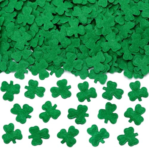 MARFOREVER 500 Pcs Felt Shamrock Confetti, St. Patrick's Day Confetti Green Shamrock Lucky Irish Clover Table Scatter for St Patricks Day Party Table Decorations DIY Crafts