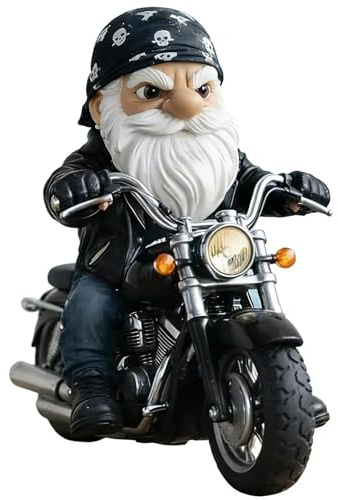 The Old Bastard Club Gnome, Funny Middle Finger Gnome Figurine, Sarcastic Gnomes Desk Decor Statue,Motorcycle Gnomes Statue,for Men's Garage, Office Decor (#B)