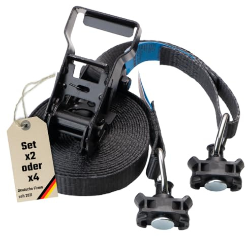 LoadCare Set 2tlg Ratschenzurrgurt für Airlineschienen | 25 mm | LC 500 daN | STF 200 daN | Schwarze Premium‑Ratsche I Endbeschläge für Airlineschiene I abgeschrägtes Losende (2, Schwarz)