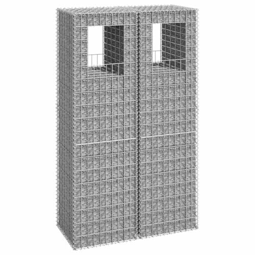 Colonne a gabbione, 2 pezzi, 50 x 50 x 180 cm, in ferro