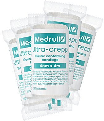 Medrull 20 Stück 6cm x 4m Mullbinden Set - Fixierbinden Groß - Verbandsmaterial ULTRA CREPP