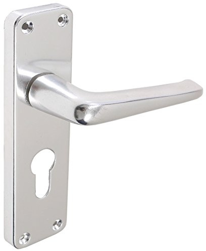 Pair of Polished Aluminium Euro Lock Lever Door Handles | Suitable for All Internal Doors