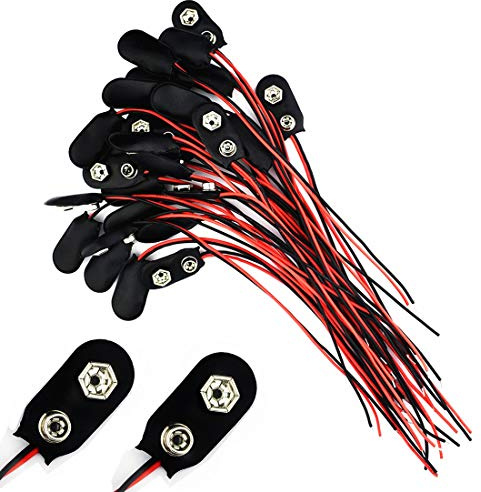 Oiyagai Lot de 30 Connecteurs de Pile 9V – Clips Snap I-Type avec Fils 15 cm et Extrémités Dénudées pour Projets DIY, Arduino et Électronique