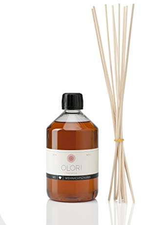 Raumduft Nachfüll-Set „Zimt-Orange“ 500 ml inkl. 10 Rattan-Stäbchen - Duftöl mit ätherischen Ölen - Nachfüller Essenz langanhaltend & sinnlich - Nachfüllflasche mit Duftstäbchen 100% Natürlich