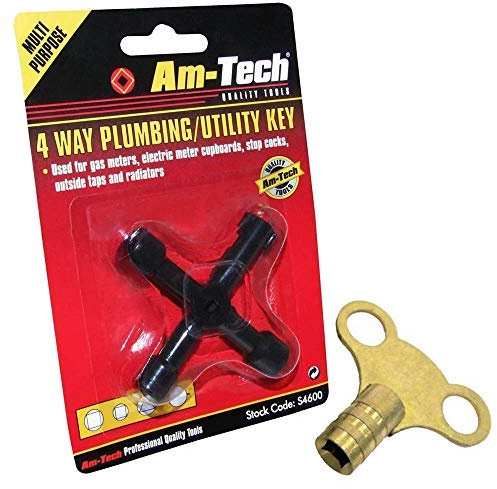 Brass Radiator Bleeding Key | 4 in 1 Multi Functional Key | Electric & Gas Meter Box Key | Plumbing Bundle Set