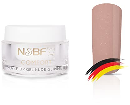 N&BF 5ml Comfort Line Make Up Gel Nude Glimmer LED+UV | hochwertiges Profi Covergel mittelviskos | Glitter Camouflage Gel für die Modellage von Gelnägeln | Glitzer Nagelgel Made in Germany