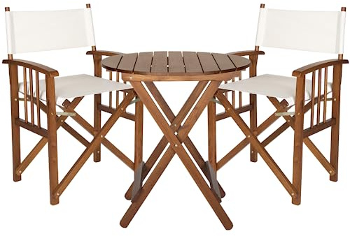 ZIK - Set 2 Sedia da Regista con Tavolo in Legno di Faggio Resistente, Sedia da Esterno Pieghevole e Richiudibile, Sedie in Legno da Giardino, Balcone, Veranda, Facile Manutenzione e Pulizia