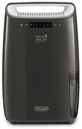 De'Longhi DEXD216F AriaDry Luftentfeuchter, 16 Liter/24h, Laundry-Funktion, doppelte Filterstufe, Frostschutz, integrierte R der, 300 W, Kunststoff, grau
