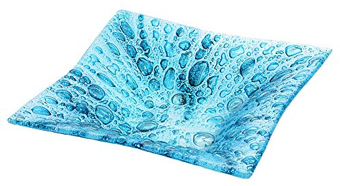 Glasschale • Türkis • Handgemacht • Bohemia Blasenglas • Original Design • Moderne Schale • Handmade in Europa • 30 cm • 8 cm tief