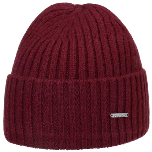 Stetson Varnell Umschlagmütze Beanie Rippstrick Uni einfarbig Made in Germany Damen Herren Herbst Winter