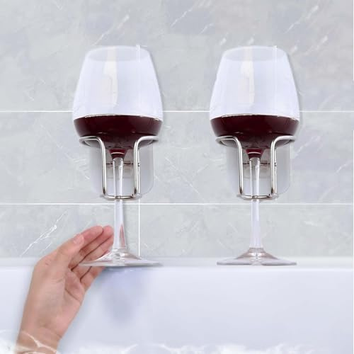 MAYZOLOP 2 Pack Shower Beer and Bathtub Wine Glass Holder, Mounted Bath Cup Holder for Beer, Wine, Beverage Water Shower Caddy for Bathroom, Kitchen, Stainless Steel Bathtub Accessories