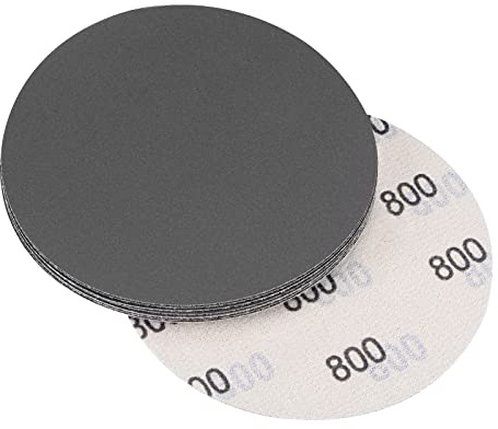 sourcing map Lot de 10 disques abrasifs de 12,7 cm grain 800 avec crochet et boucle en carbure de silicium utilisable à sec et humide pour ponceuse orbitale