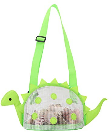 Herbests Mesh Strandtasche, Faltbar Klein Strand Netztasche Dinosaurier Strand Sand Spielzeug Aufbewahrungstasche für Kinder für Wasserspielzeug Urlaub mit Verstellbaren Tragegurten Reißverschluss