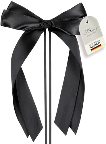 white & ivory 25 Autoschleifen Hochzeit Antennenschleifen | schwarz | doppelt handgebunden mit Rose | hochwertiges Satin | Autoschmuck | Deko Schleife Trauer