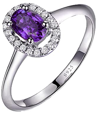 Banemi Fidget Ring Echt Silber Ring Violett Oval Zirkonia Maßgeschneiderte Geschenke für Frauen Größe 65 (20.7)