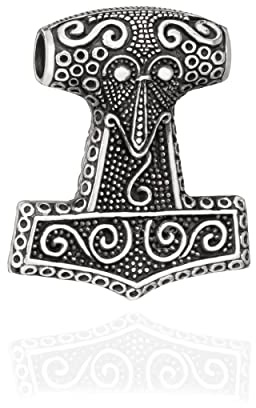 NKlaus Kettenanhänger Thors Hammer massiv aus 925 Silber, 40x34mm, 1 Stück | Gewicht: 38g; 6mm