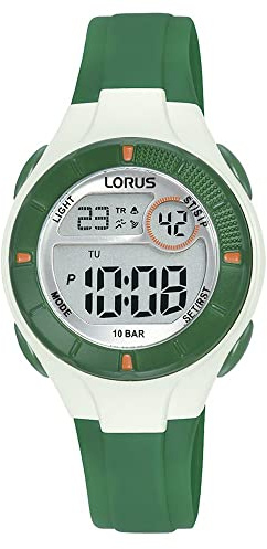 Lorus Orologio digitale al quarzo per bambini con cinturino in silicone, Verde/Bianco - R2343PX9