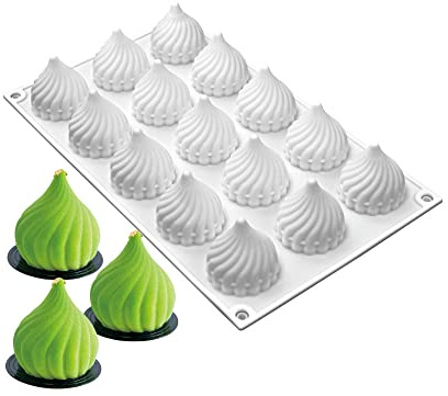 Stampo per torta in mousse in silicone, mousse per dolci da forno Stampo per sapone al cioccolato fai-da-te, 15 fori Piccolo vortice