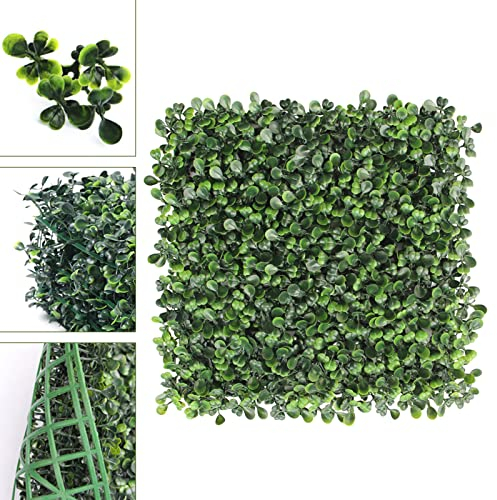TouSuaRSi 25x25cm Künstliche Hecke Fliese Rasen Gras Matte Grün Panel Wand Bildschirm Pflanze Künstliche Matte Grün Wand Hecke Sichtschutz Balkon Blätter Sichtschutz Künstliche Hecke (48 Stück)
