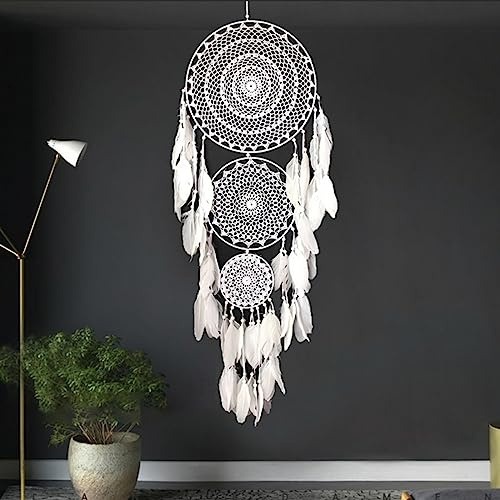 ZOYIEP Großer Boho-Stil Traumfänger XXL Wanddeko Handgemachter Kinder Wandbehang Makramee Heimdekoration (Weiß)