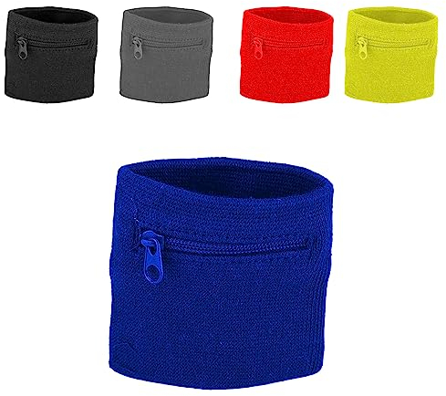 Handgelenktasche mit Reißverschluss, Mini-Schweißband, Geldbörse für Damen und Herren, Laufen, Joggen, Wandern, Schlüsselkarten-Aufbewahrungstaschen, 5 Stück