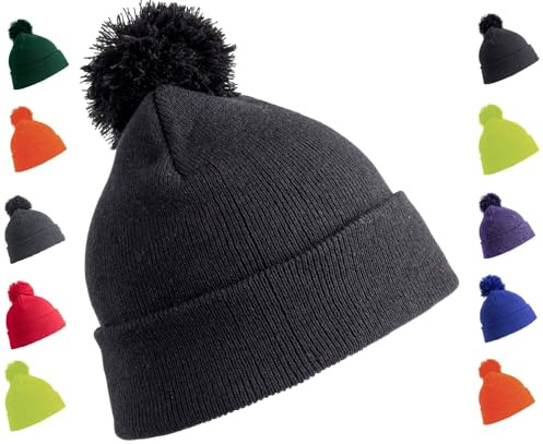 OnlyBee Kids Junior Winter Bobble Hat (Black)