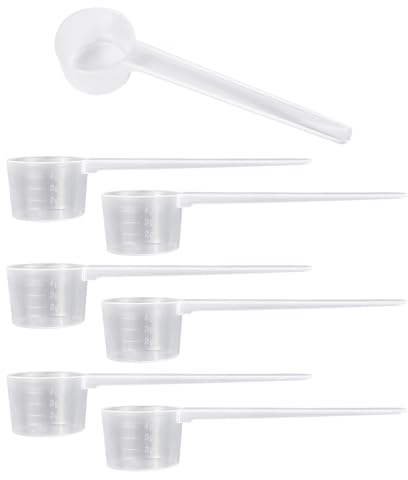 6 cuillères doseuses de 10 ml avec échelles en plastique transparent, cuillères réutilisables avec manche long, parfaites pour mesurer le café, la poudre protéinée, le sucre, le sel, le MSG, les