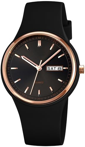 findtime Armbanduhr Damen Kinder Uhr Teenager Mädchen Buntfarbig Sport Analog Quarz Uhr Minimalistische Damenuhr mit Silikonarmband Datum Wochentag Modisch