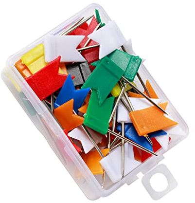 Operitacx 1 Schachtel Angelruten bastelzeug Craft Fischer pedelec fischen Angeln gerader Stift Fahrrad-Rücksitz schilder für Kleidung Bunte Stifte Patchwork rote Flagge Nähnadel Karte Reisen