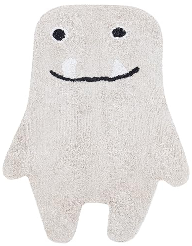 Beliani Kinderteppich aus Baumwolle 70 x 100 cm Monster Handgewebt Wohnzimmer Babyzimmer Kinderzimmer Beige Zodi