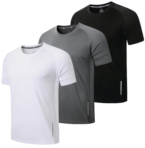 ZENGVEE 3 Sport Tshirts Herren Funktionsshirt Fitness Laufshirt-W-2XL