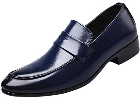 Kostymskor, herr, affärsskor, läderskor, bröllopsskor, smokingskor, herrskor, PU-läder, fritidsskor, mockasin, halvskor, loafers, slip-on, affärsskor, arbetsskor, snörning, halvsko, tofflor, blå, 45