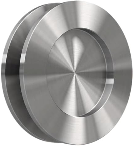 MLS Griffmuscheln MG.07, Griffpaar zum Verkleben für Glastüren mit Stärke von 8 mm, Muschelgriffe aus Edelstahl, Schiebetürgriffe für Wohn- & Arbeitsbereiche, Feinschliff, Türgriffe Ø 65 mm, 2 Stück