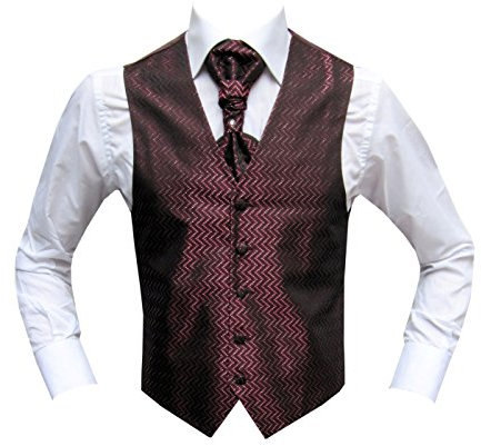 MMUGA Hochzeitsweste Set mit Plastron Bordeaux 60