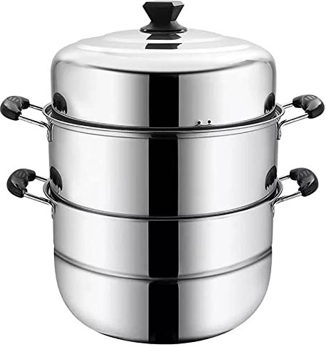 GUHPZA Olla vaporera/Olla sopera de Acero Inoxidable para Uso doméstico, Olla Extragrande para Bollos al Vapor para Cocina de inducción, Estufa de Gas, 32 cm