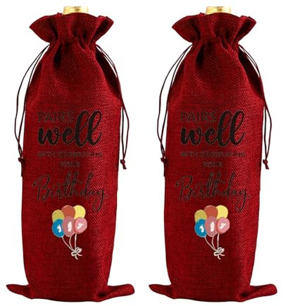 KASESSS 2 Stück Weinbeutel, Flaschentüten Schön, Flaschenbeutel Hochwertige, Weintasche mit Kordelzug, Geschenkverpackung Wein Wiederverwendbare, Flaschenverpackung für Wein Champagner Party