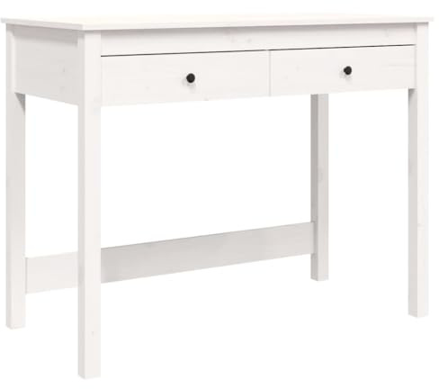Generisch Schreibtisch mit Schubladen Weiß 100x50x78 cm Massivholz Kiefer,jiangboyue-824644