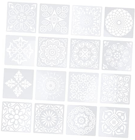 NUOBESTY Mandala-malvorlagen-set 16-teilig Wiederverwendbare Schablonen Für Jungen Und Mädchen Mandala-blumen-zeichnungs-graffiti-vorlagen