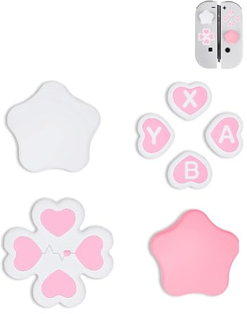 Thumb Grips for Nintendo Switch 2,Joystick Caps for Switch2,Analog joystick Cover for NS2 Joycon Controller with button sticker,Star Heart Pink White