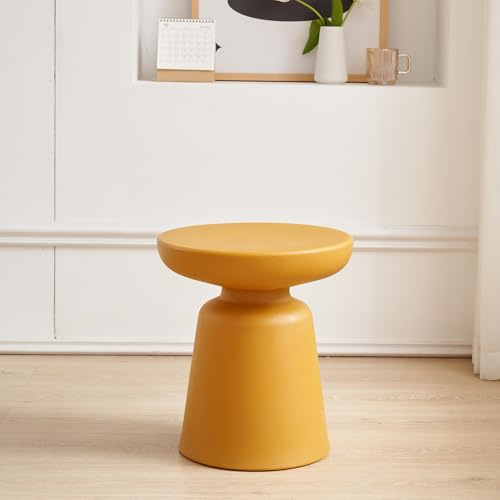 [en.casa] Beistelltisch Posio Wohnzimmertisch 44xØ40 cm Nachttisch Gartentisch fertig montiert Balkontisch Sofatisch Telefontisch rund Gelb
