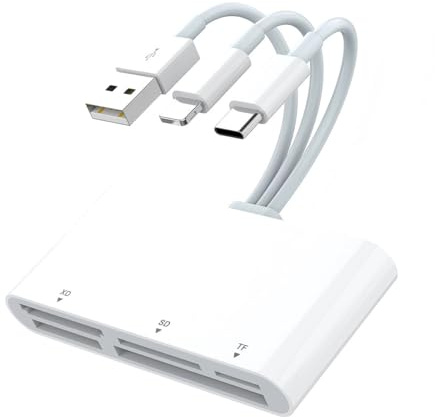 Nicear Lector De Tarjetas De Memoria 5 En 3 para iPhone iPad Cámara Android PC para Tarjetas SD XD CF TF MS